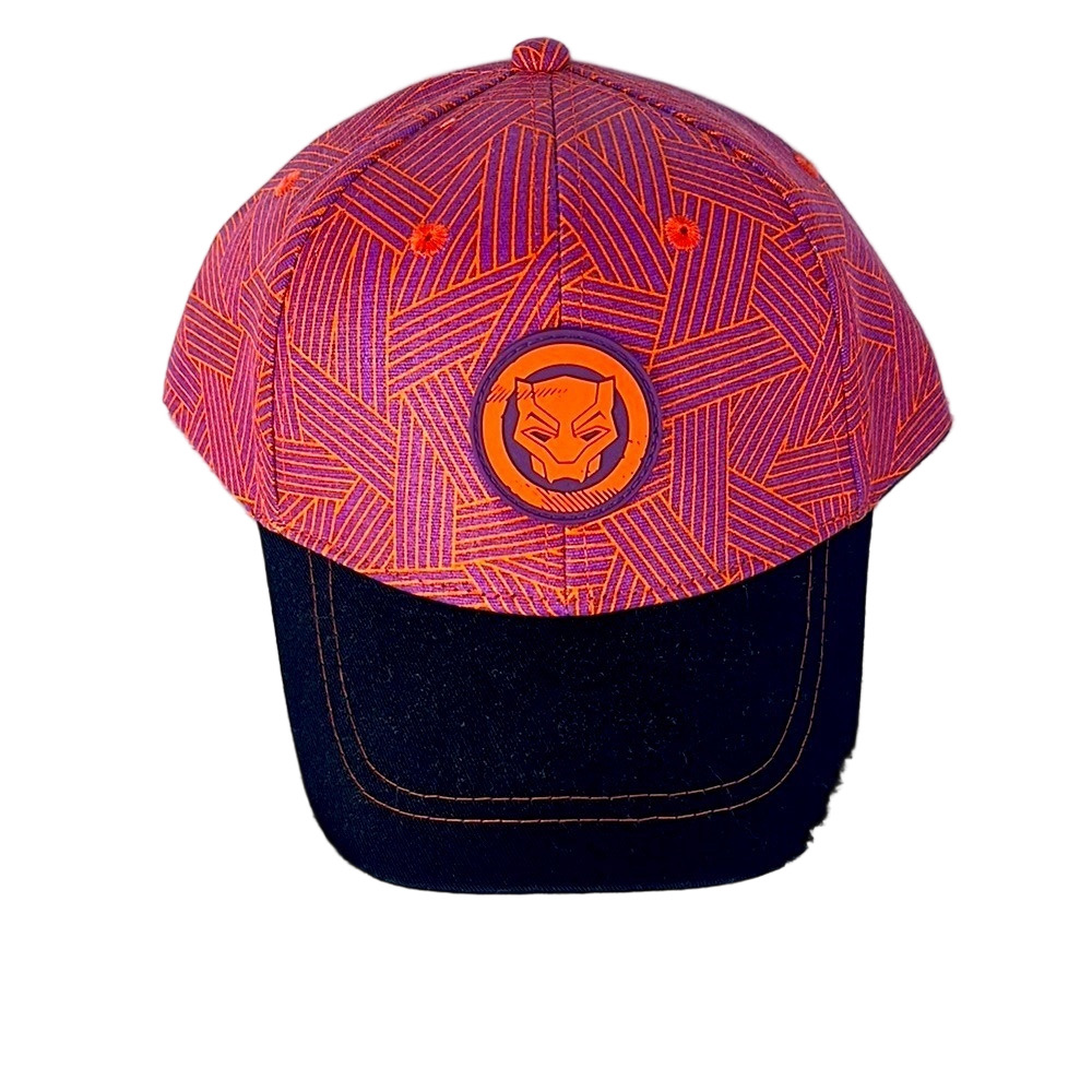 Marvel Black Panther Wakanda Forever Orange Purple Black Patterned Cap